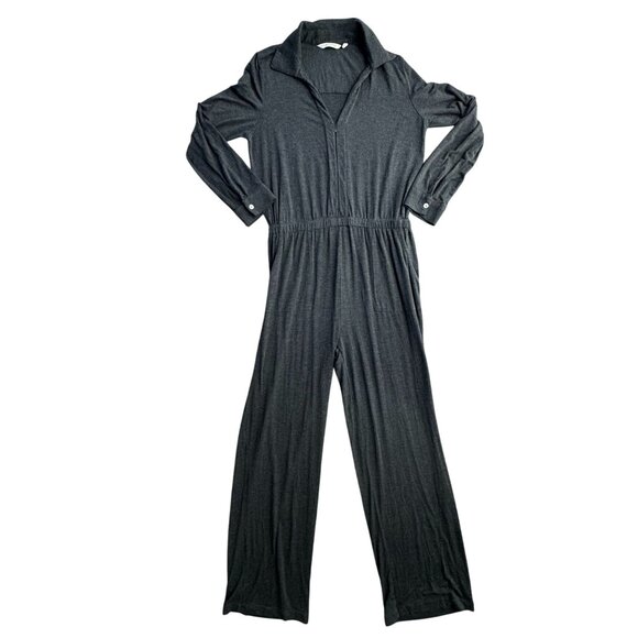 Soft Surroundings Jumpsuit‎ Size S Tamara Cozy Jersey Zip Front Long Sleeve Gray - Picture 1 of 7